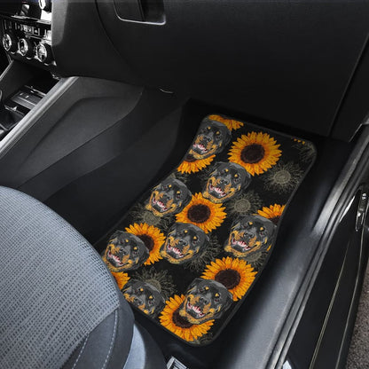 Rottweiler Love Sunflower Car Floor Mats 210702