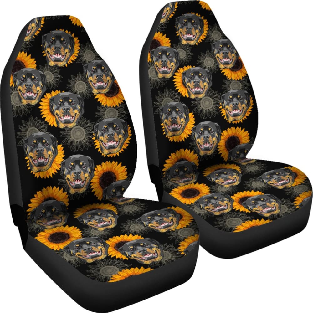 Rottweiler Love Sunflower Car Seat Covers 210702