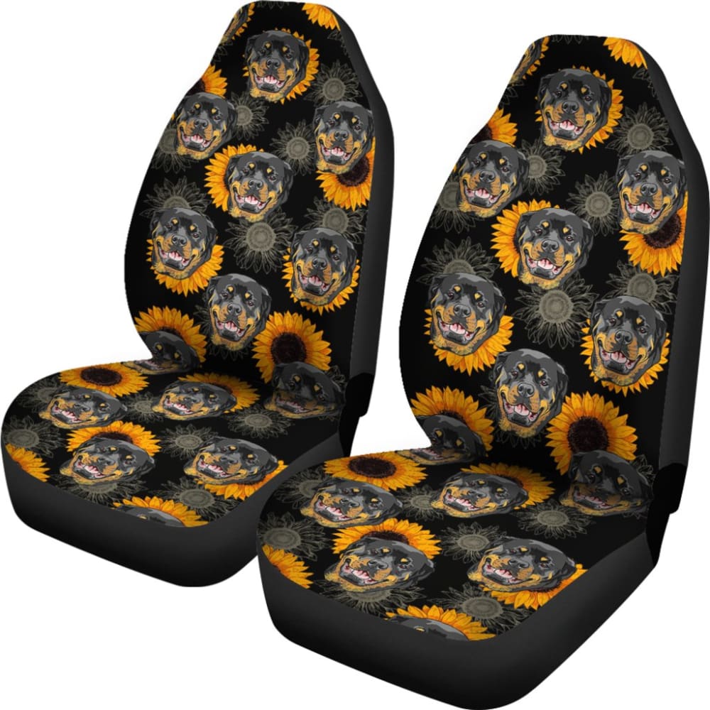 Rottweiler Love Sunflower Car Seat Covers 210702