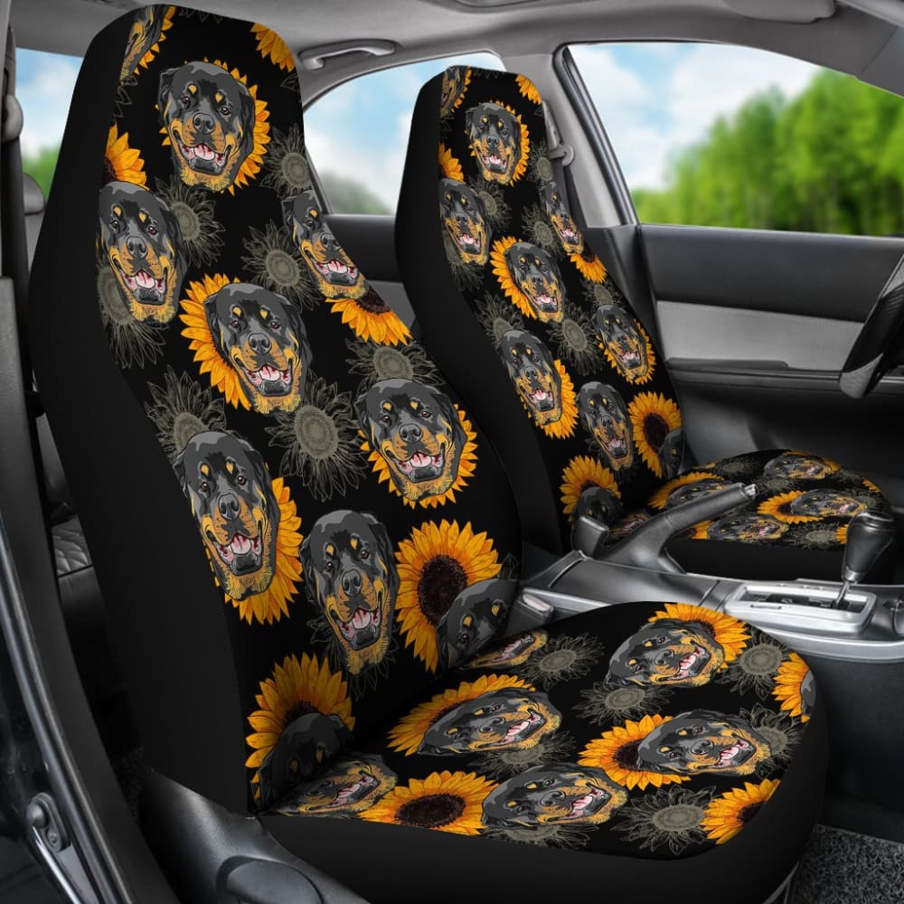 Rottweiler Love Sunflower Car Seat Covers 210702