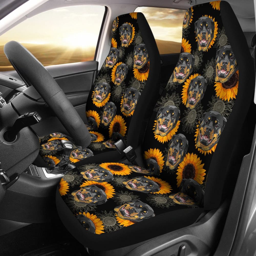 Rottweiler Love Sunflower Car Seat Covers 210702