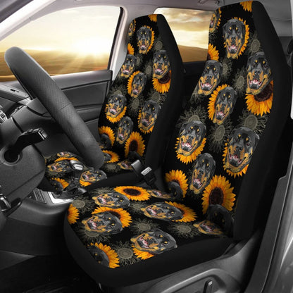 Rottweiler Love Sunflower Car Seat Covers 210702