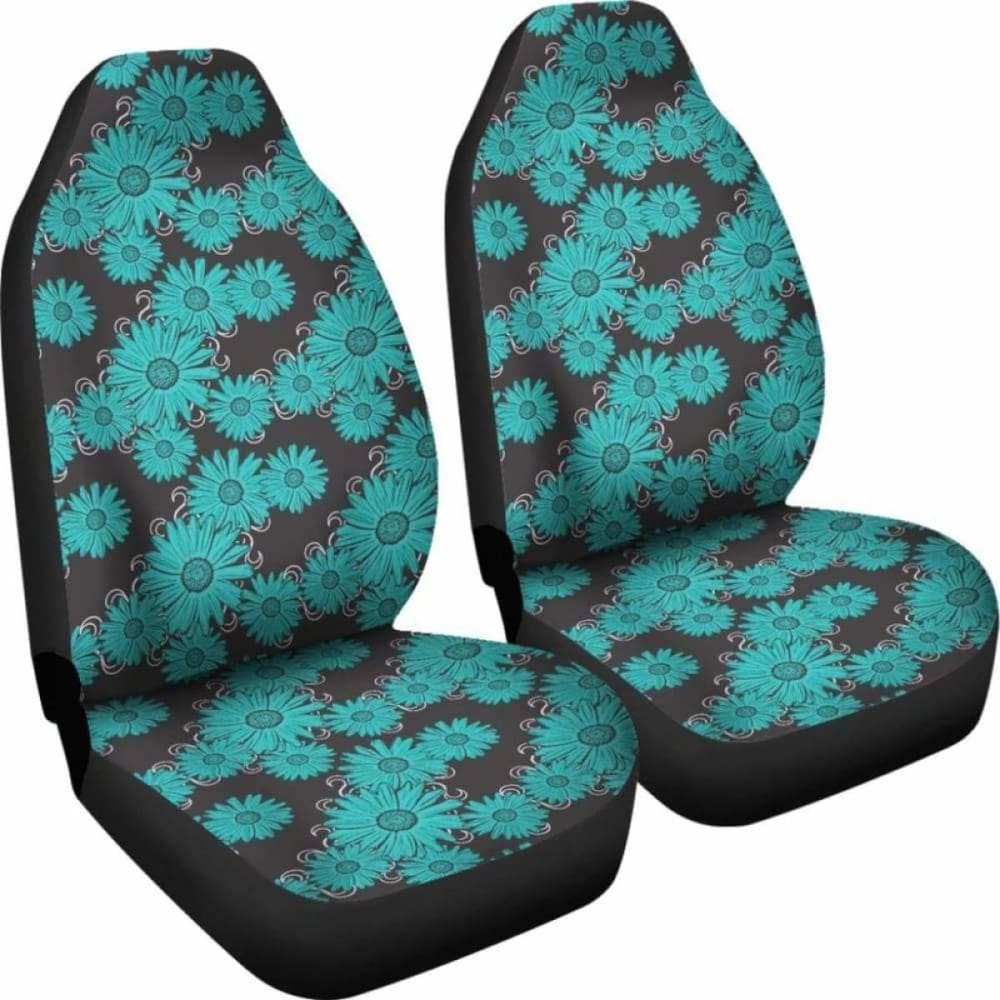 Rustic Teal Daisy Chalky Style Art Car Seat Covers 105905 - YourCarButBetter