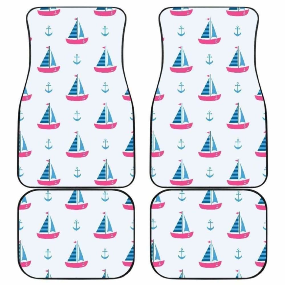Sailboat Anchor Pattern Front And Back Car Mats 192609 - YourCarButBetter
