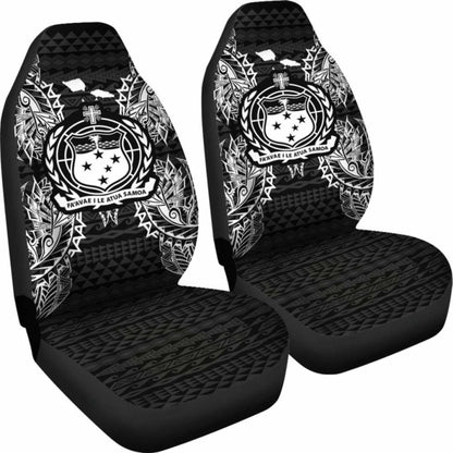 Samoa Car Seat Cover - Samoa Coat Of Arms Map Black - 105905 - YourCarButBetter