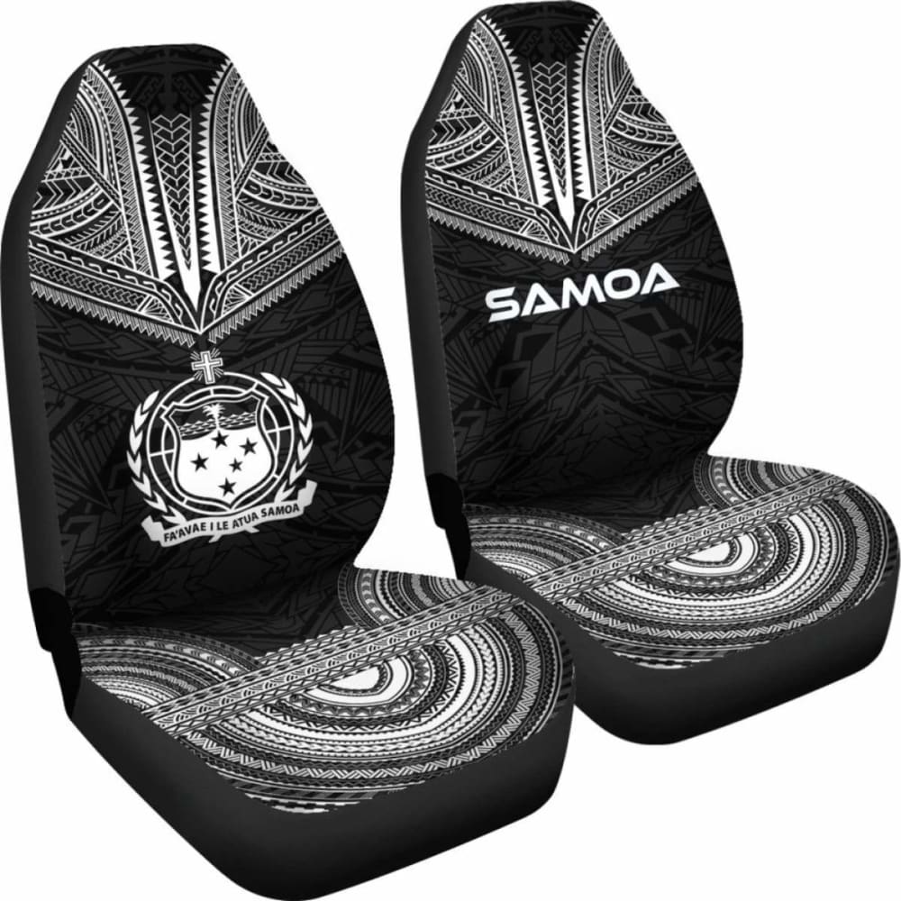 Samoa Car Seat Cover - Samoa Coat Of Arms Polynesian Chief Tattoo Black Version - 10 174914 - YourCarButBetter