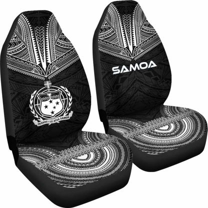 Samoa Car Seat Cover - Samoa Coat Of Arms Polynesian Chief Tattoo Black Version - 10 174914 - YourCarButBetter