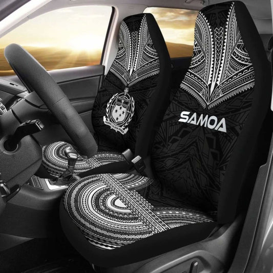 Samoa Car Seat Cover - Samoa Coat Of Arms Polynesian Chief Tattoo Black Version - 10 174914 - YourCarButBetter