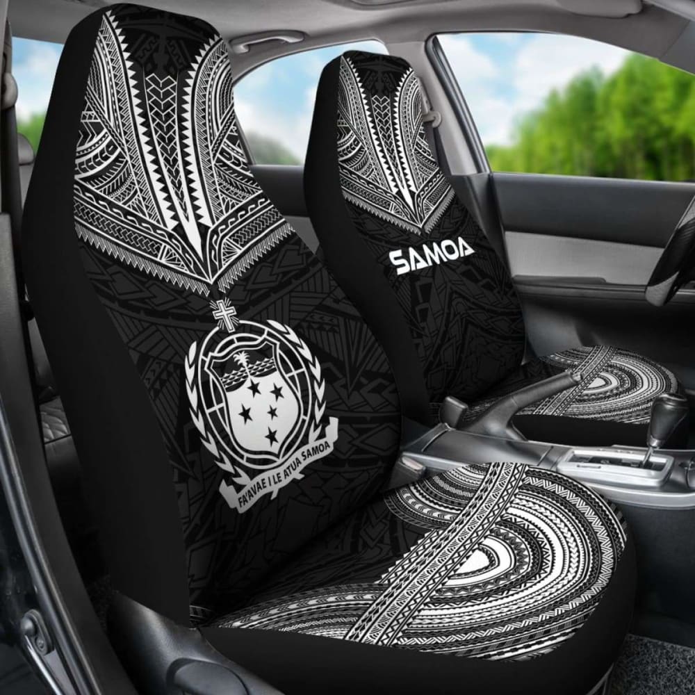 Samoa Car Seat Cover - Samoa Coat Of Arms Polynesian Chief Tattoo Black Version - 10 174914 - YourCarButBetter