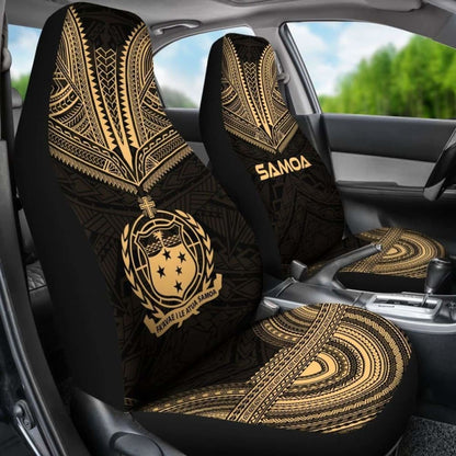 Samoa Car Seat Cover - Samoa Coat Of Arms Polynesian Chief Tattoo Gold Version - 10 174914 - YourCarButBetter