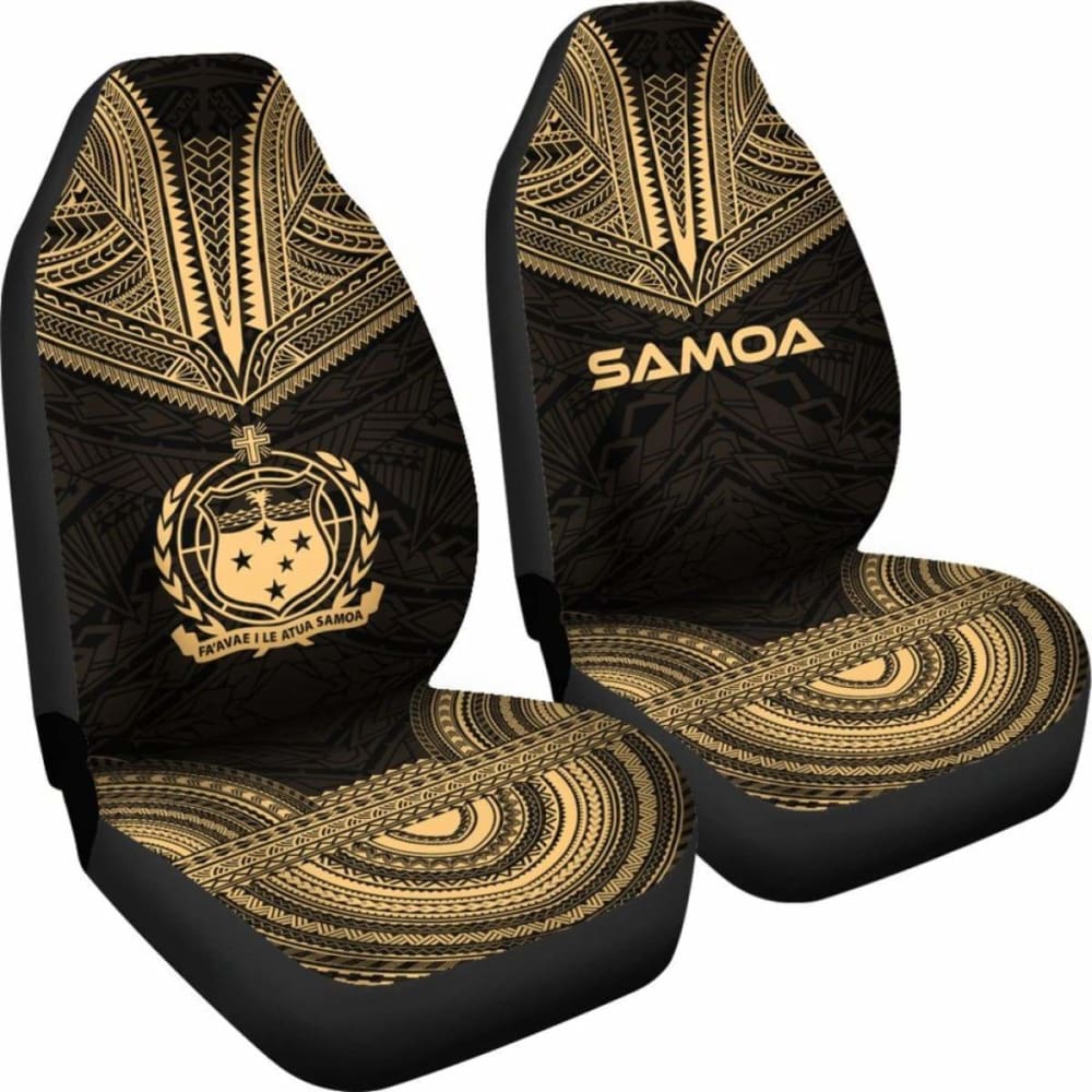 Samoa Car Seat Cover - Samoa Coat Of Arms Polynesian Chief Tattoo Gold Version - 10 174914 - YourCarButBetter