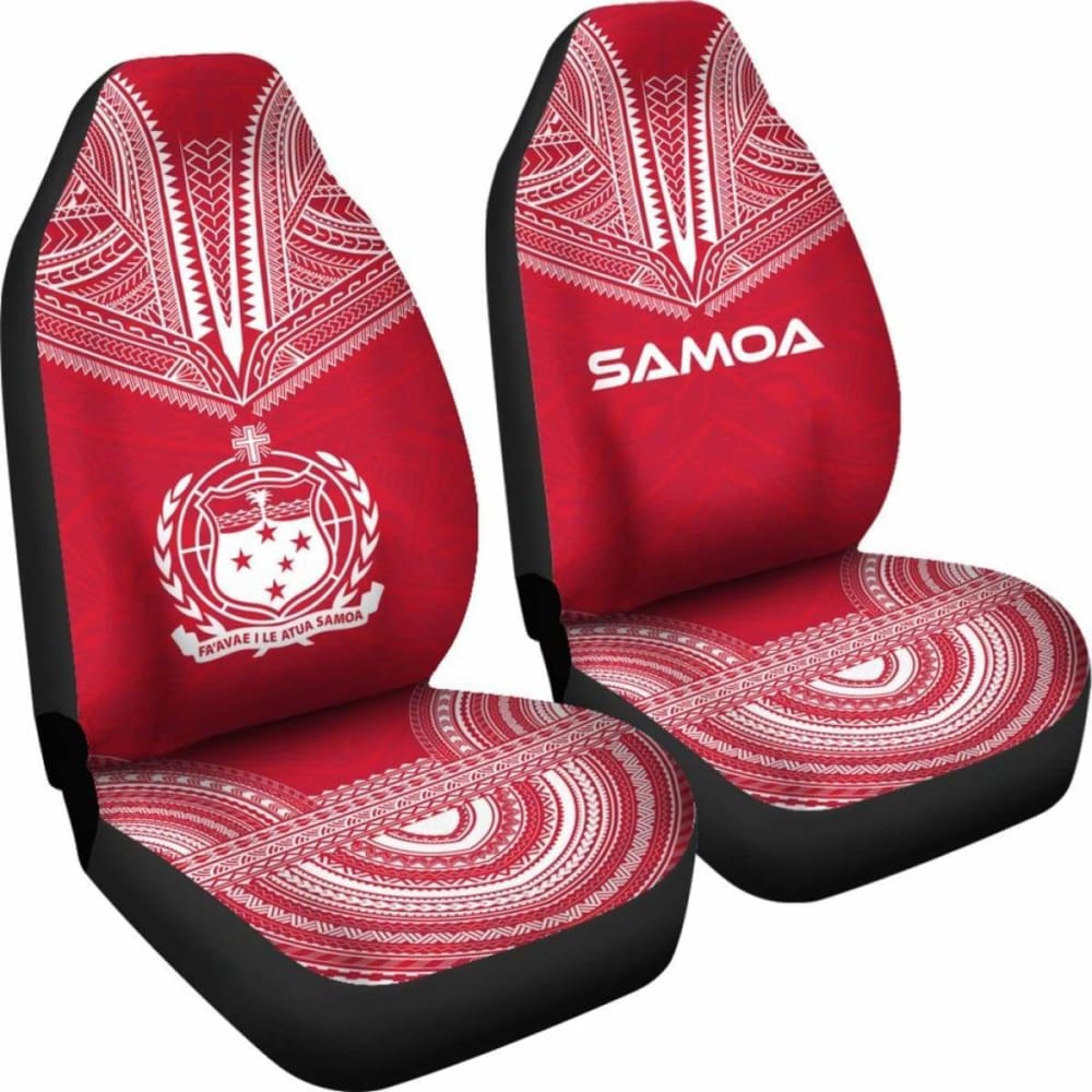 Samoa Car Seat Cover - Samoa Coat Of Arms Polynesian Chief Tattoo Red Version - 10 174914 - YourCarButBetter