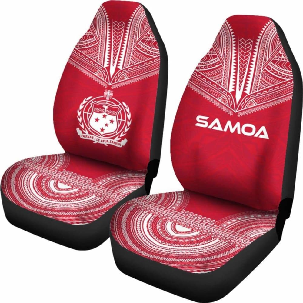 Samoa Car Seat Cover - Samoa Coat Of Arms Polynesian Chief Tattoo Red Version - 10 174914 - YourCarButBetter