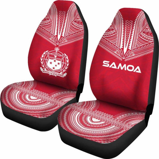 Samoa Car Seat Cover - Samoa Coat Of Arms Polynesian Chief Tattoo Red Version - 10 174914 - YourCarButBetter