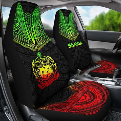 Samoa Car Seat Cover - Samoa Coat Of Arms Polynesian Chief Tattoo Reggae Version - 10 174914 - YourCarButBetter