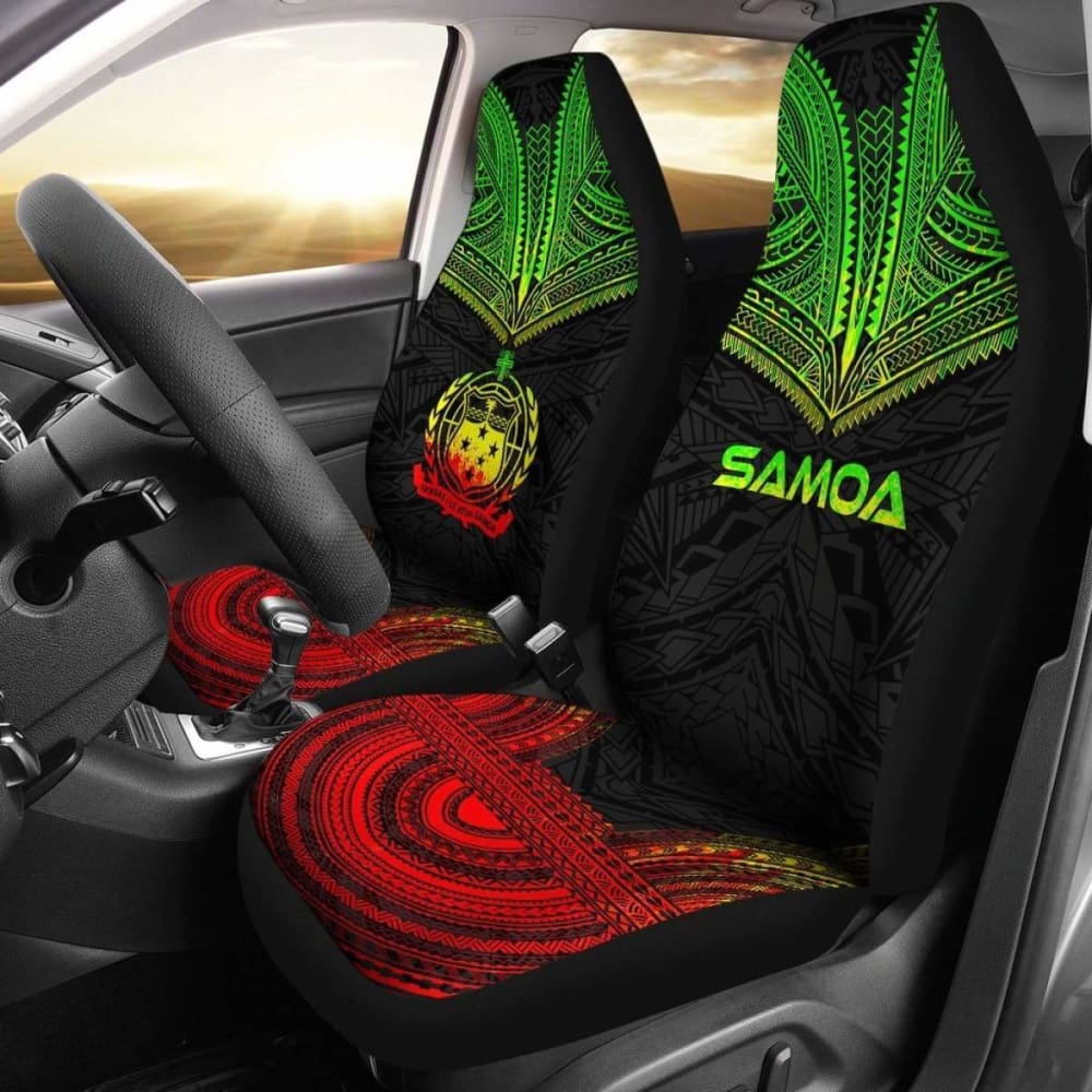 Samoa Car Seat Cover - Samoa Coat Of Arms Polynesian Chief Tattoo Reggae Version - 10 174914 - YourCarButBetter