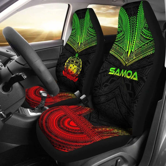 Samoa Car Seat Cover - Samoa Coat Of Arms Polynesian Chief Tattoo Reggae Version - 10 174914 - YourCarButBetter