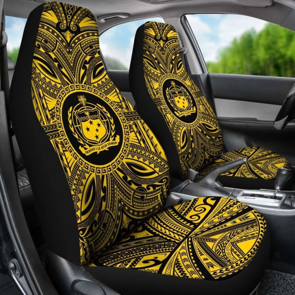 Samoa Car Seat Cover - Samoa Coat Of Arms Polynesian Gold Black 105905 - YourCarButBetter