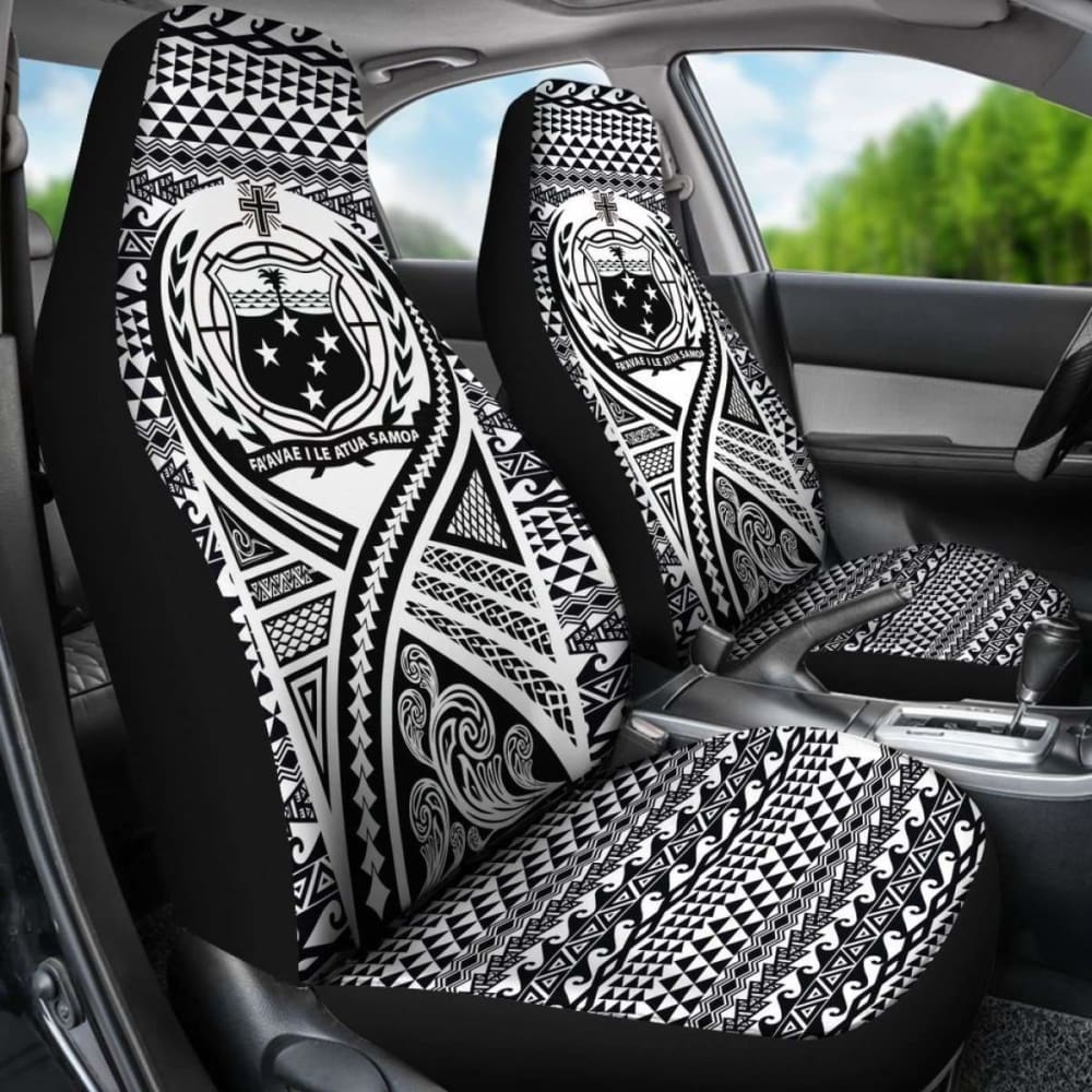 Samoa Car Seat Cover - Samoa Coat Of Arms Polynesian Tattoo Black - 9 174914 - YourCarButBetter