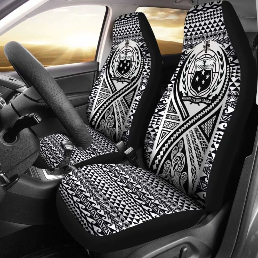 Samoa Car Seat Cover - Samoa Coat Of Arms Polynesian Tattoo Black - 9 174914 - YourCarButBetter