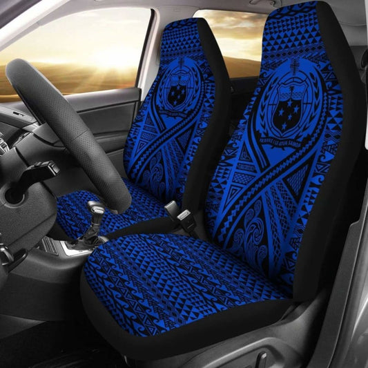 Samoa Car Seat Cover - Samoa Coat Of Arms Polynesian Tattoo Blue - 105905 - YourCarButBetter