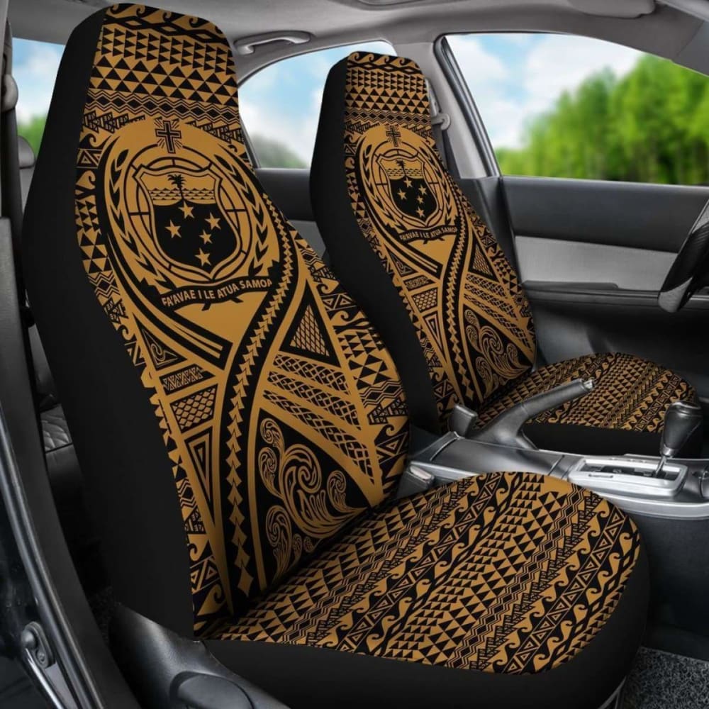 Samoa Car Seat Cover - Samoa Coat Of Arms Polynesian Tattoo Gold - 9 174914 - YourCarButBetter