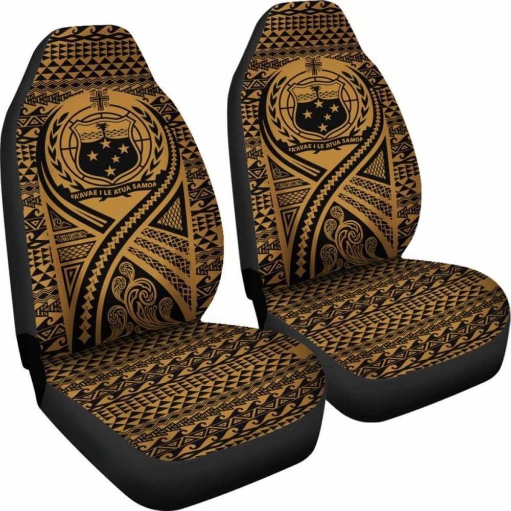 Samoa Car Seat Cover - Samoa Coat Of Arms Polynesian Tattoo Gold - 9 174914 - YourCarButBetter