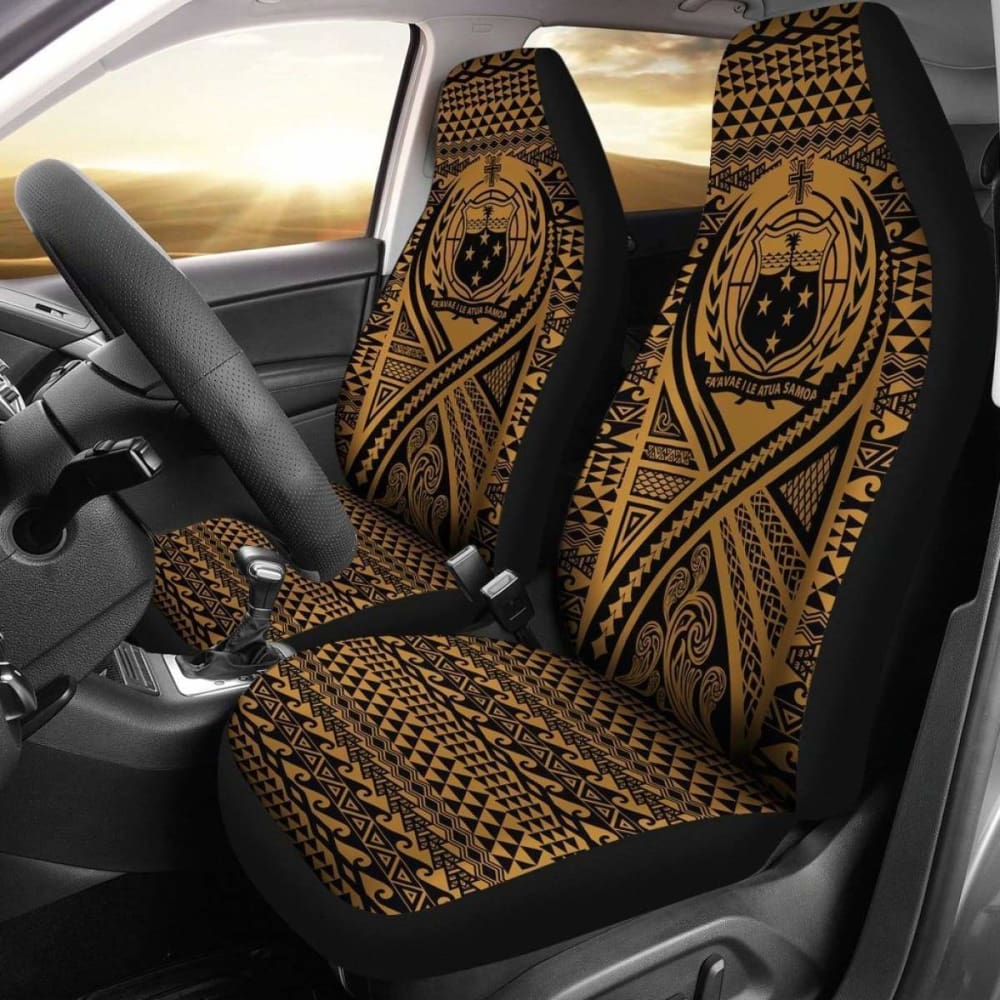 Samoa Car Seat Cover - Samoa Coat Of Arms Polynesian Tattoo Gold - 9 174914 - YourCarButBetter