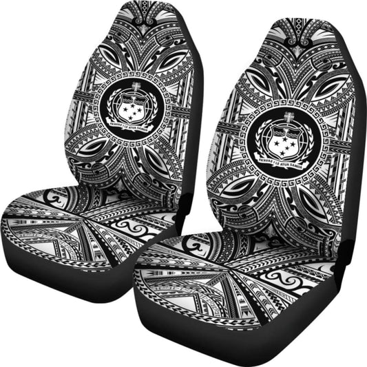 Samoa Car Seat Cover - Samoa Coat Of Arms Polynesian White Black 105905 - YourCarButBetter