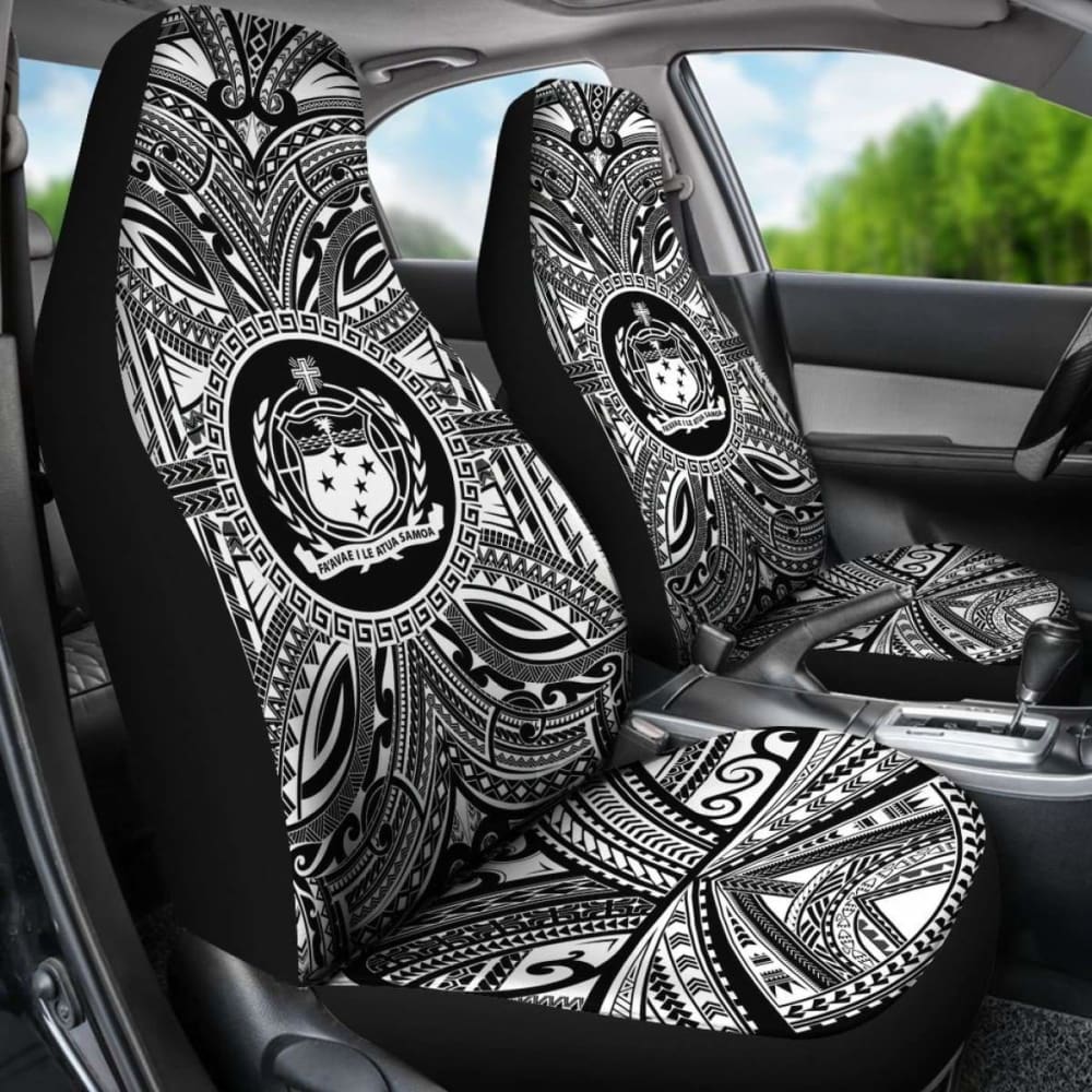 Samoa Car Seat Cover - Samoa Coat Of Arms Polynesian White Black 105905 - YourCarButBetter