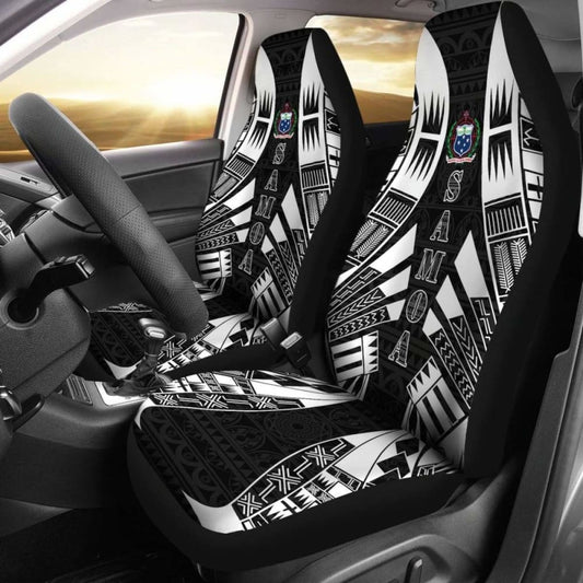 Samoa Car Seat Covers - Samoa Coat Of Arms Polynesian Tattoo Black - 9 174914 - YourCarButBetter