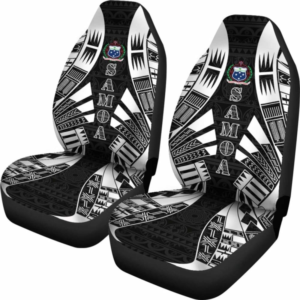 Samoa Car Seat Covers - Samoa Coat Of Arms Polynesian Tattoo Black - 9 174914 - YourCarButBetter