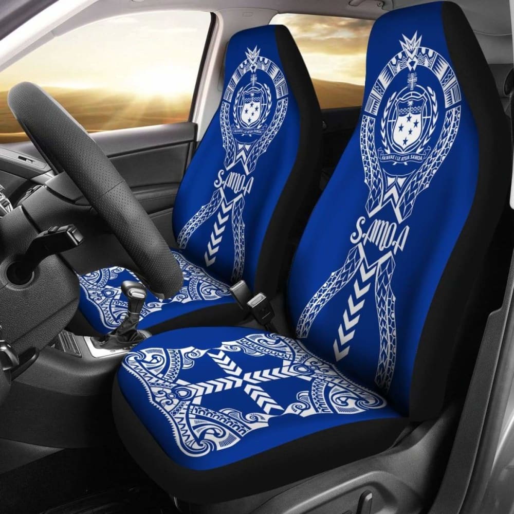 Samoa Car Seat Covers - Samoa Coat Of Arms Polynesian Tribal Blue - 105905 - YourCarButBetter