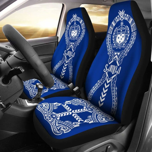 Samoa Car Seat Covers - Samoa Coat Of Arms Polynesian Tribal Blue - 105905 - YourCarButBetter
