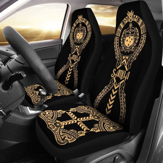 Samoa Car Seat Covers - Samoa Coat Of Arms Polynesian Tribal Gold - 105905 - YourCarButBetter
