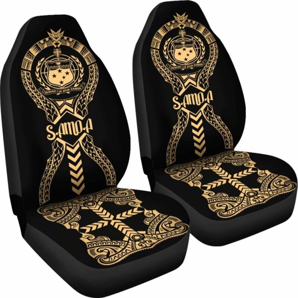Samoa Car Seat Covers - Samoa Coat Of Arms Polynesian Tribal Gold - 105905 - YourCarButBetter