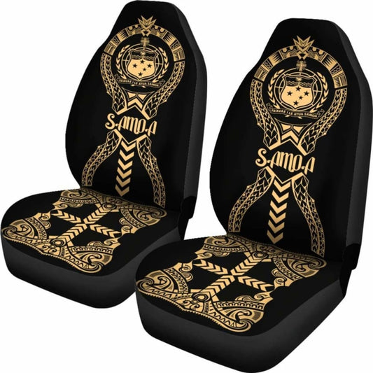 Samoa Car Seat Covers - Samoa Coat Of Arms Polynesian Tribal Gold - 105905 - YourCarButBetter