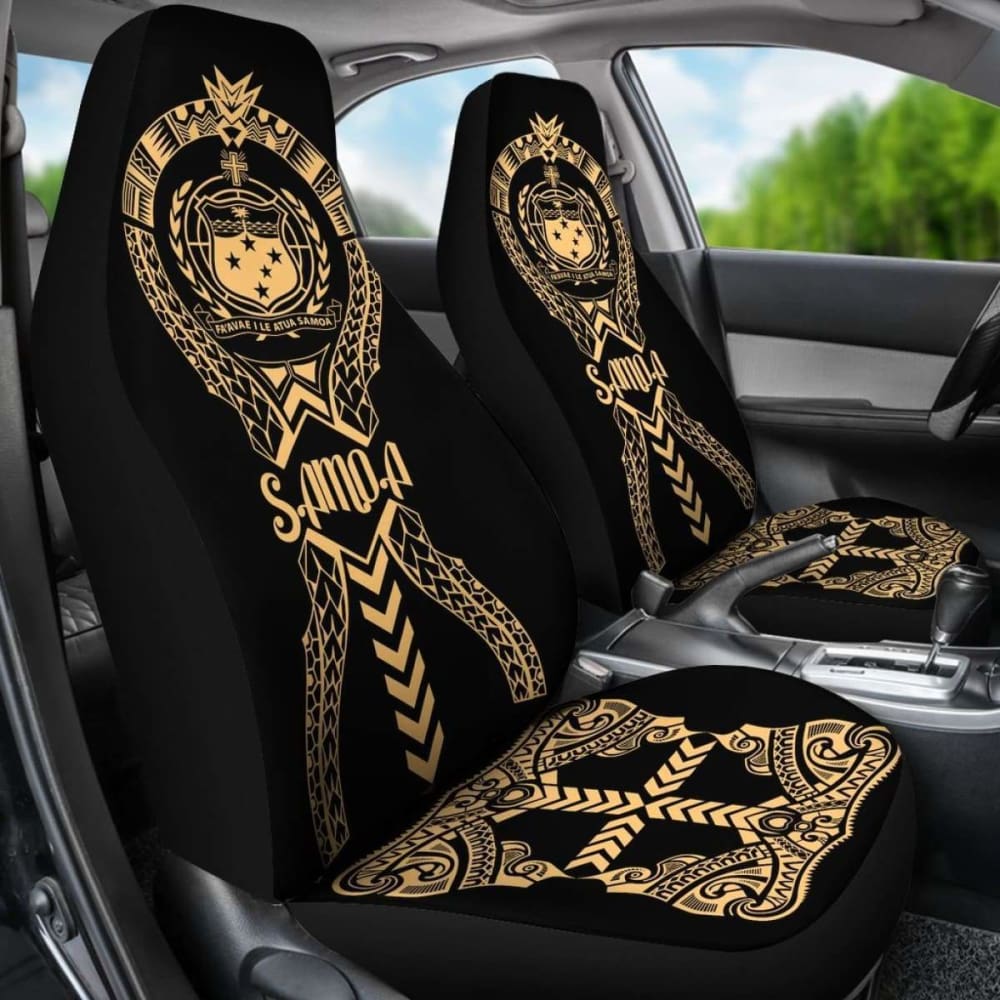 Samoa Car Seat Covers - Samoa Coat Of Arms Polynesian Tribal Gold - 105905 - YourCarButBetter