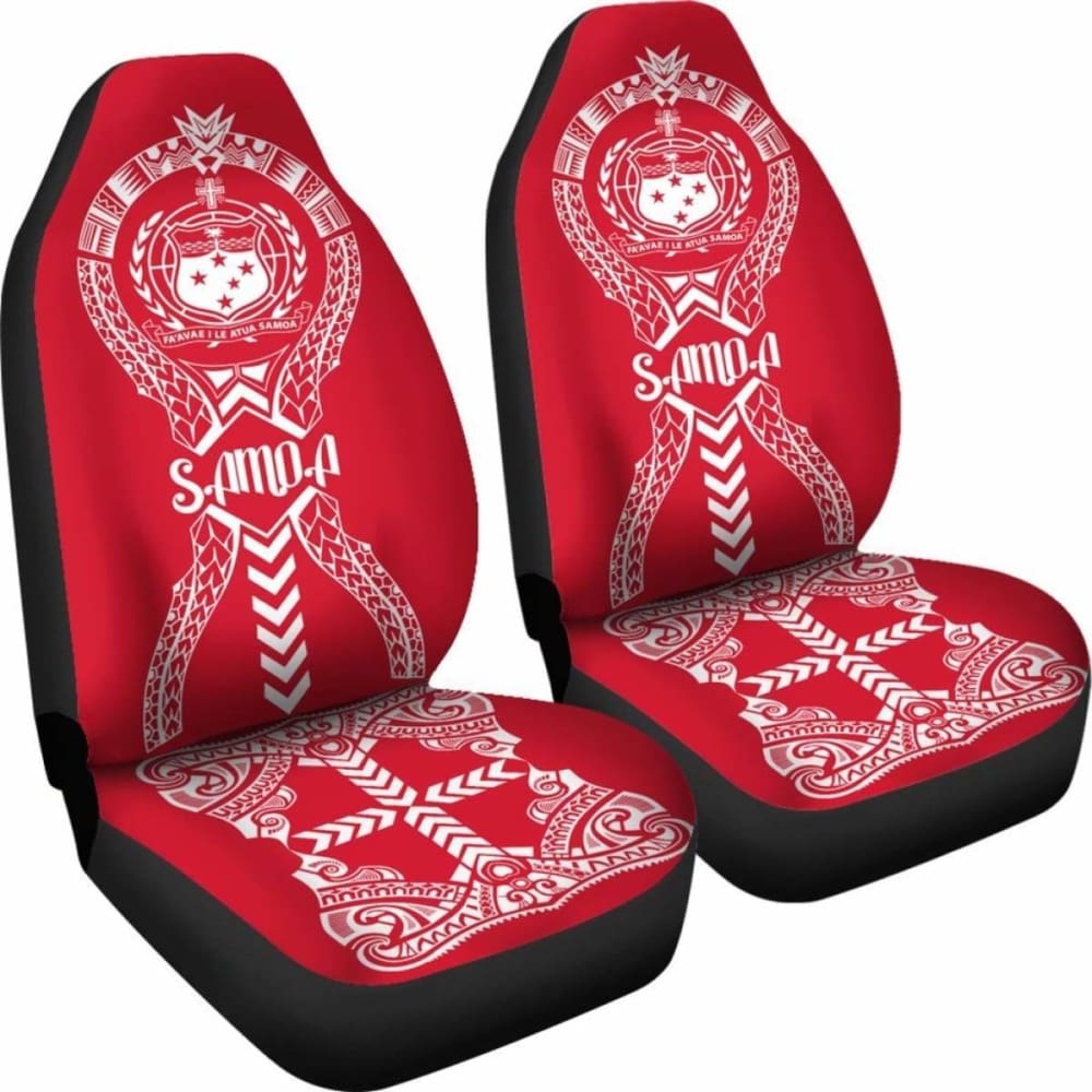 Samoa Car Seat Covers - Samoa Coat Of Arms Polynesian Tribal Red White - 105905 - YourCarButBetter