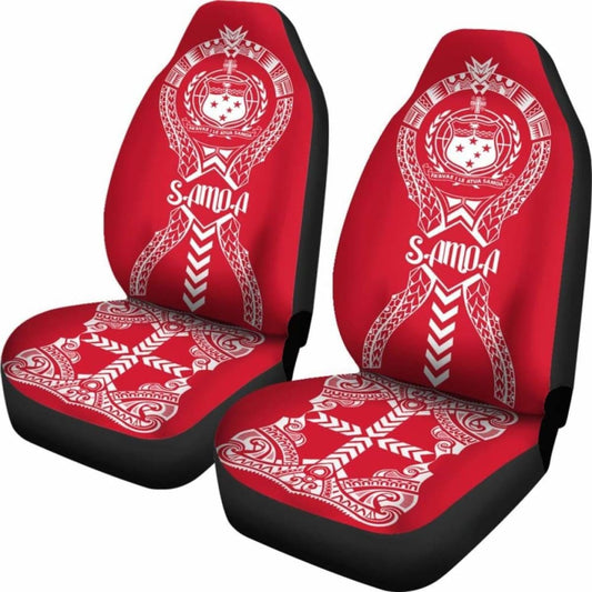 Samoa Car Seat Covers - Samoa Coat Of Arms Polynesian Tribal Red White - 105905 - YourCarButBetter