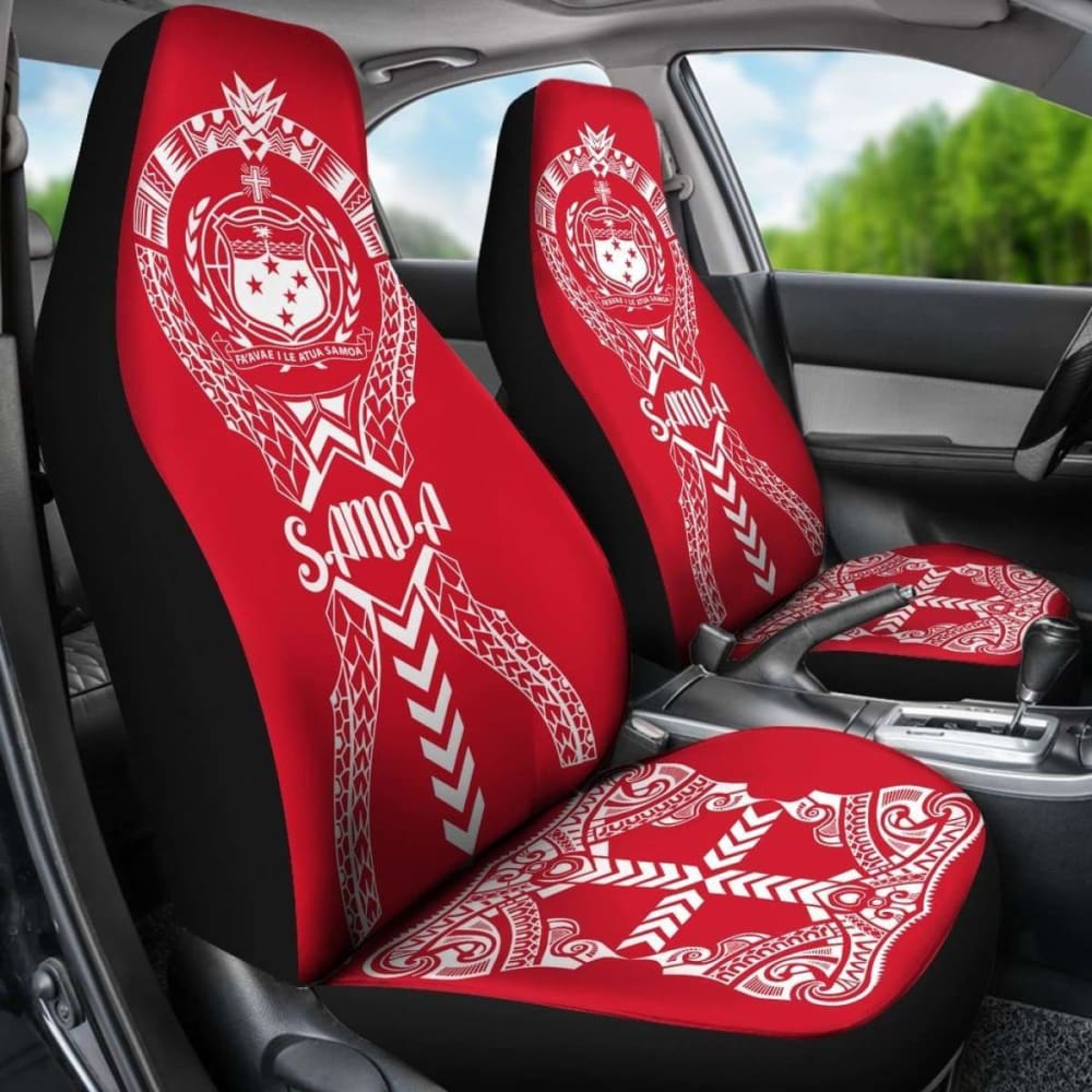 Samoa Car Seat Covers - Samoa Coat Of Arms Polynesian Tribal Red White - 105905 - YourCarButBetter
