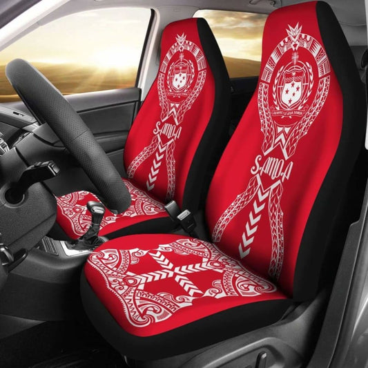 Samoa Car Seat Covers - Samoa Coat Of Arms Polynesian Tribal Red White - 105905 - YourCarButBetter