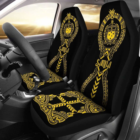 Samoa Car Seat Covers - Samoa Coat Of Arms Polynesian Tribal Yellow - 105905 - YourCarButBetter