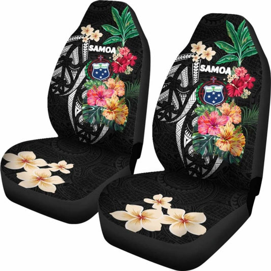 Samoa Car Seat Covers Coat Of Arms Polynesian With Hibiscus 232125 - YourCarButBetter
