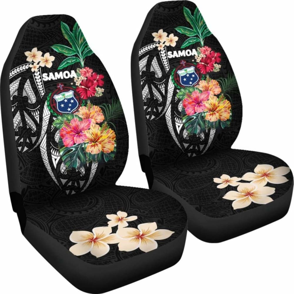 Samoa Car Seat Covers Coat Of Arms Polynesian With Hibiscus 232125 - YourCarButBetter
