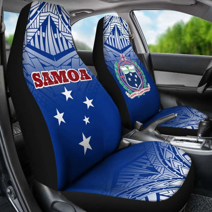 Samoa Car Seat Covers - Samoa Flag Coat Of Arms Polynesian Tattoo Fog Blue - 9 174914 - YourCarButBetter