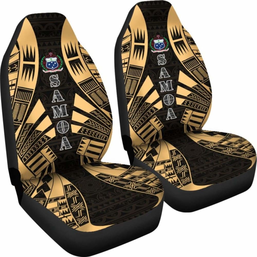Samoa Car Seat Covers - Polynesian Tattoo Gold - 9 174914 - YourCarButBetter