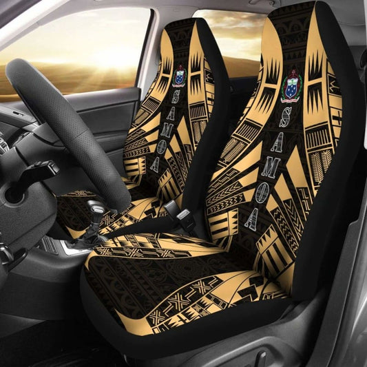 Samoa Car Seat Covers - Polynesian Tattoo Gold - 9 174914 - YourCarButBetter
