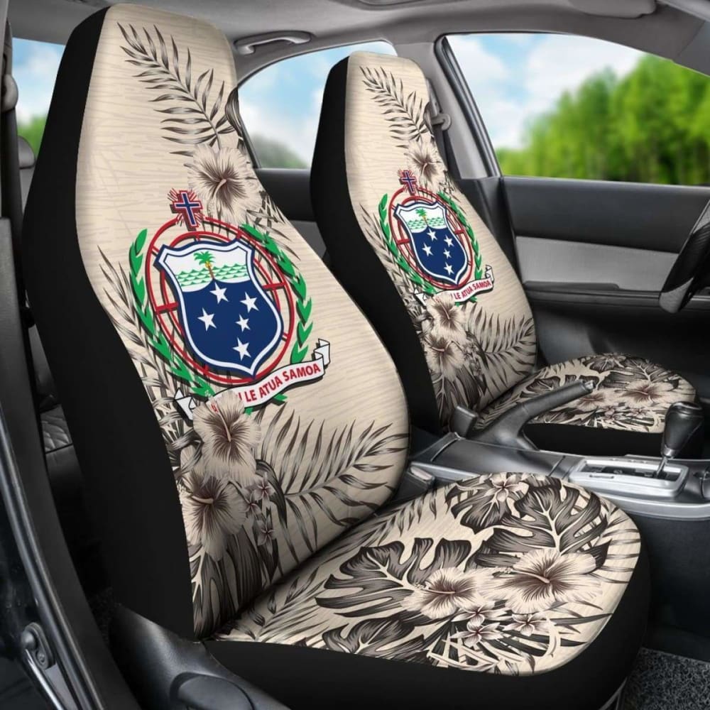 Samoa Car Seat Covers The Beige Hibiscus (Set Of Two) 7 232125 - YourCarButBetter
