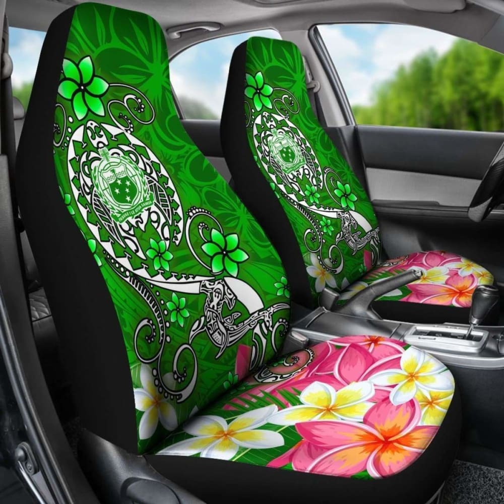 Samoa Car Seat Covers - Turtle Plumeria (Green) - 091114 - YourCarButBetter